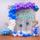 Whimsical Purple, Blue & Silver Shimmer Fringe Birthday Decor – Bangalore