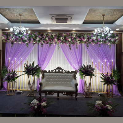 Luxury Lavender Drape Engagement Stage – Bangalore