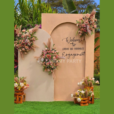 Rustic Wooden Crate & Pampas Grass Floral Engagement Decor - Bangalore