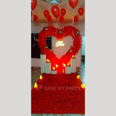 Luxury Red Heart Balloon Arch Proposal & Birthday Decor – Bangalore