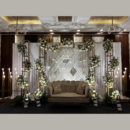Luxury Geometric Gold Tower Stage Engagement Decor – Bangalore