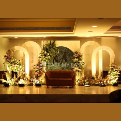 Grand Palace-Style Botanical Arch Wedding Reception - Bangalore