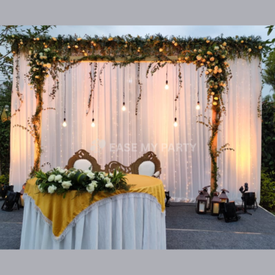 Romantic Fairy-Lit Cabana Wedding Reception Stage Decor – Bangalore