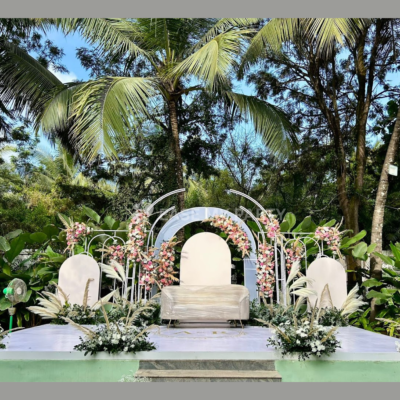 Premium Multi-Arch Pastel Floral Engagement Stage Decor – Bangalore