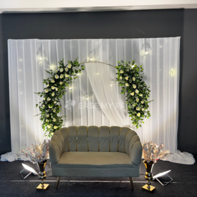 Modern White Rose Floral Engagement decor – Bangalore