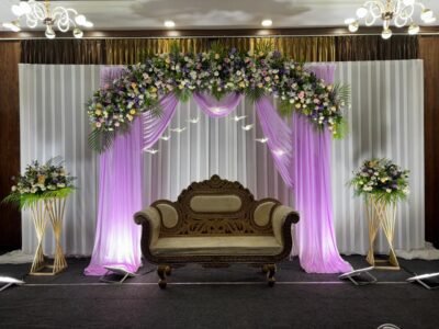 Lavender Pastel Floral Engagement Decor in Bangalore