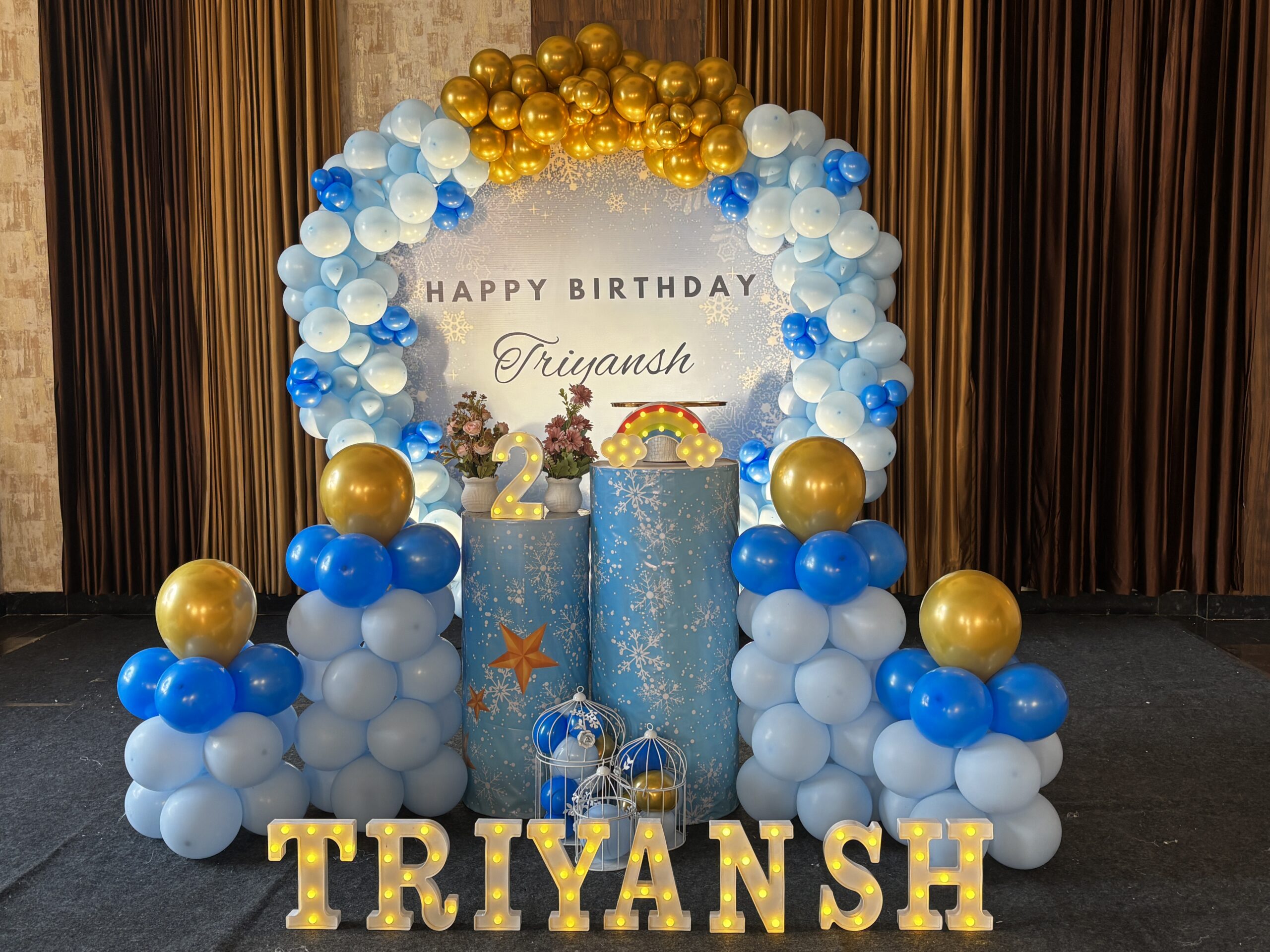 Grand Imperial Blue & Gold Personalized Birthday Decor - Image 2