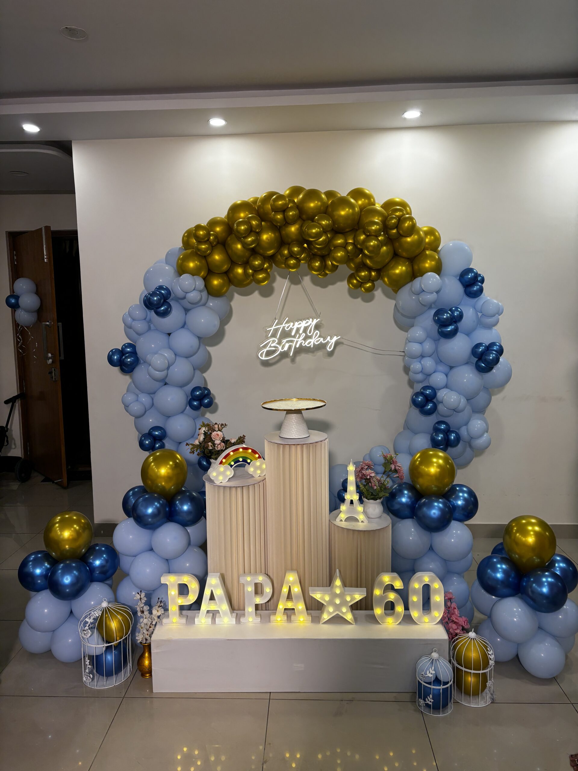 Grand Imperial Blue & Gold Personalized Birthday Decor - Image 3