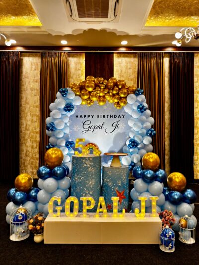 Grand Imperial Blue & Gold Personalized Birthday Decor