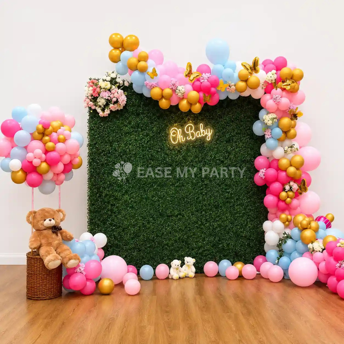 Grass Wall Baby Shower Decoration in Bangalore