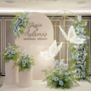 Butterfly & Powder Blue Floral Arch Backdrop in bangalore